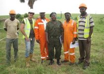 HSE induction to Pearl contractor with UWA ranger Moses Dhabasadha ,Joshua Twijuka(Pearl), Michael Otukere (CLO) Ghad Mugiri (environment) LucienDat ( HSE SPDT)
