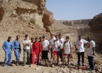 Wadi trek - collecting water sample 